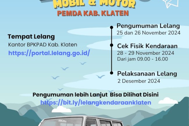 Pelaksanaan dan tata cara lelang kendaraan dinas tahun 2024 Kabupaten Klaten