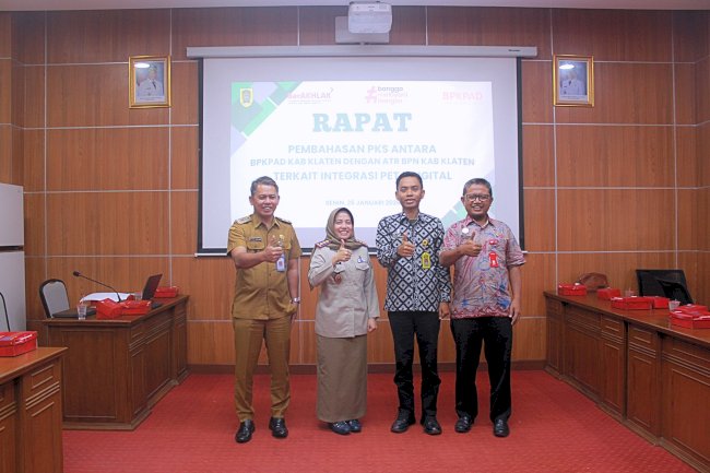 Pembahasan PKS antara BPKPAD Kabupaten Klaten dengan ATR BPN Kabupaten Klaten terkait Integrasi Peta Digital