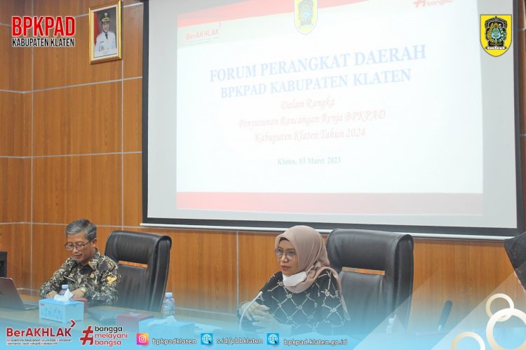 Forum Perangkat Daerah Lintas Perangkat Daerah Dalam Rangka Penajaman Rancangan Awal Rencana Kerja BPKPAD  Kabupaten Klaten Tahun 2024