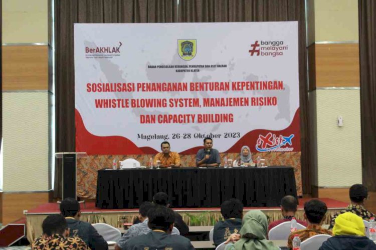 Sosialisasi Penanganan Benturan Kepentingan, Whistle Blowing System, Manajemen Resiko Di Lingkungan BPKPAD Kabupaten Klaten