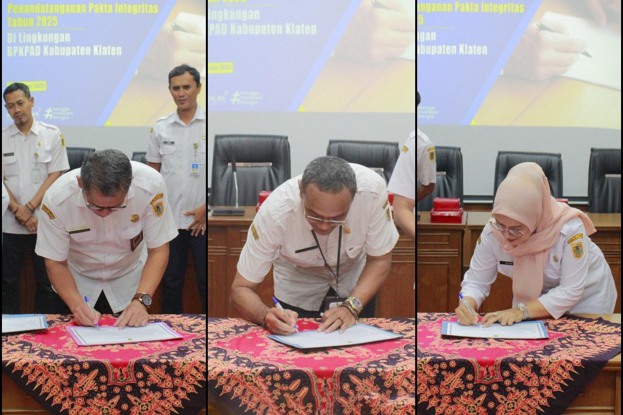 Penandatanganan Pakta Integritas Tahun 2025 Di Lingkungan BPKPAD Kabupaten Klaten