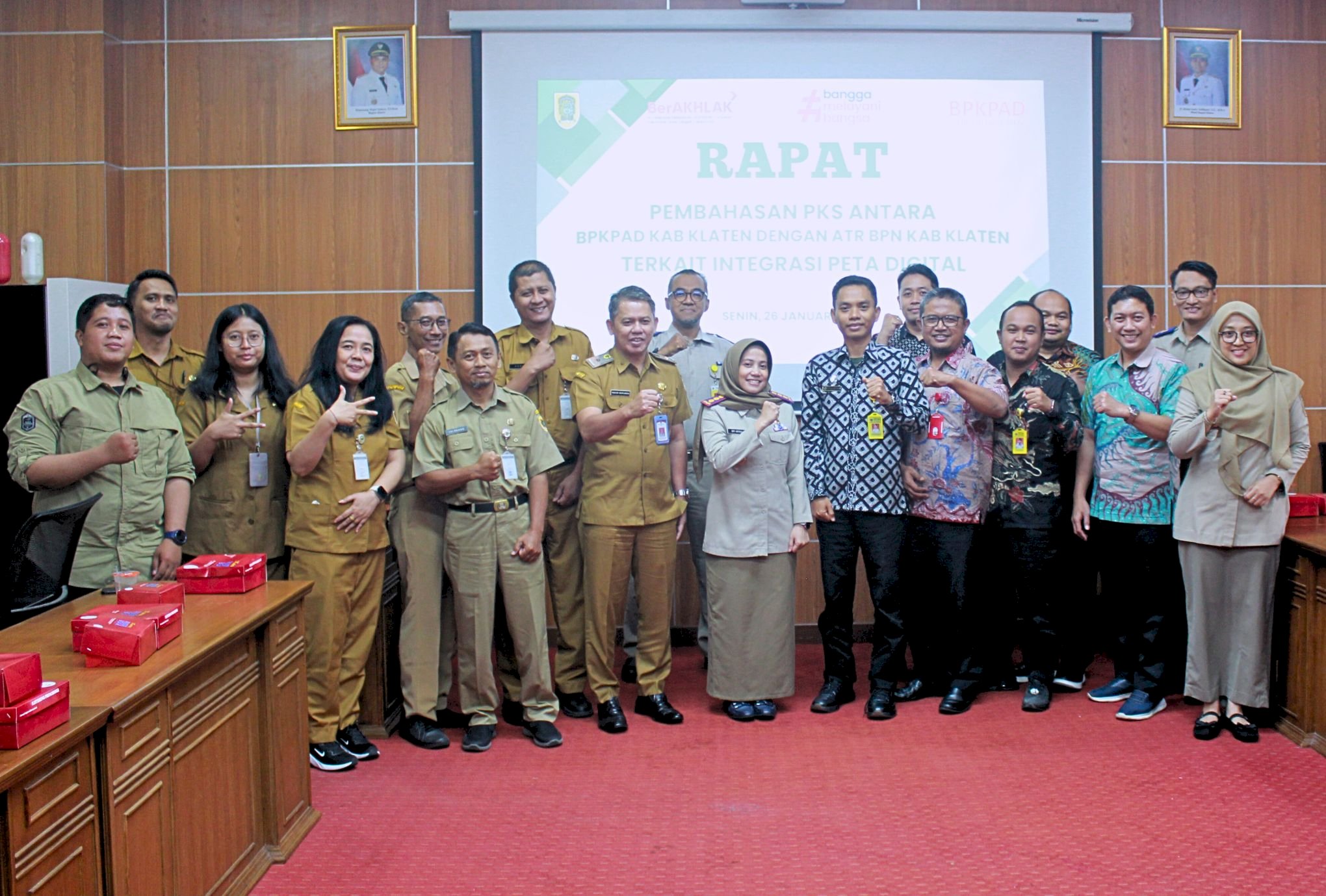 Pembahasan PKS antara BPKPAD Kabupaten Klaten dengan ATR BPN Kabupaten Klaten terkait Integrasi Peta Digital