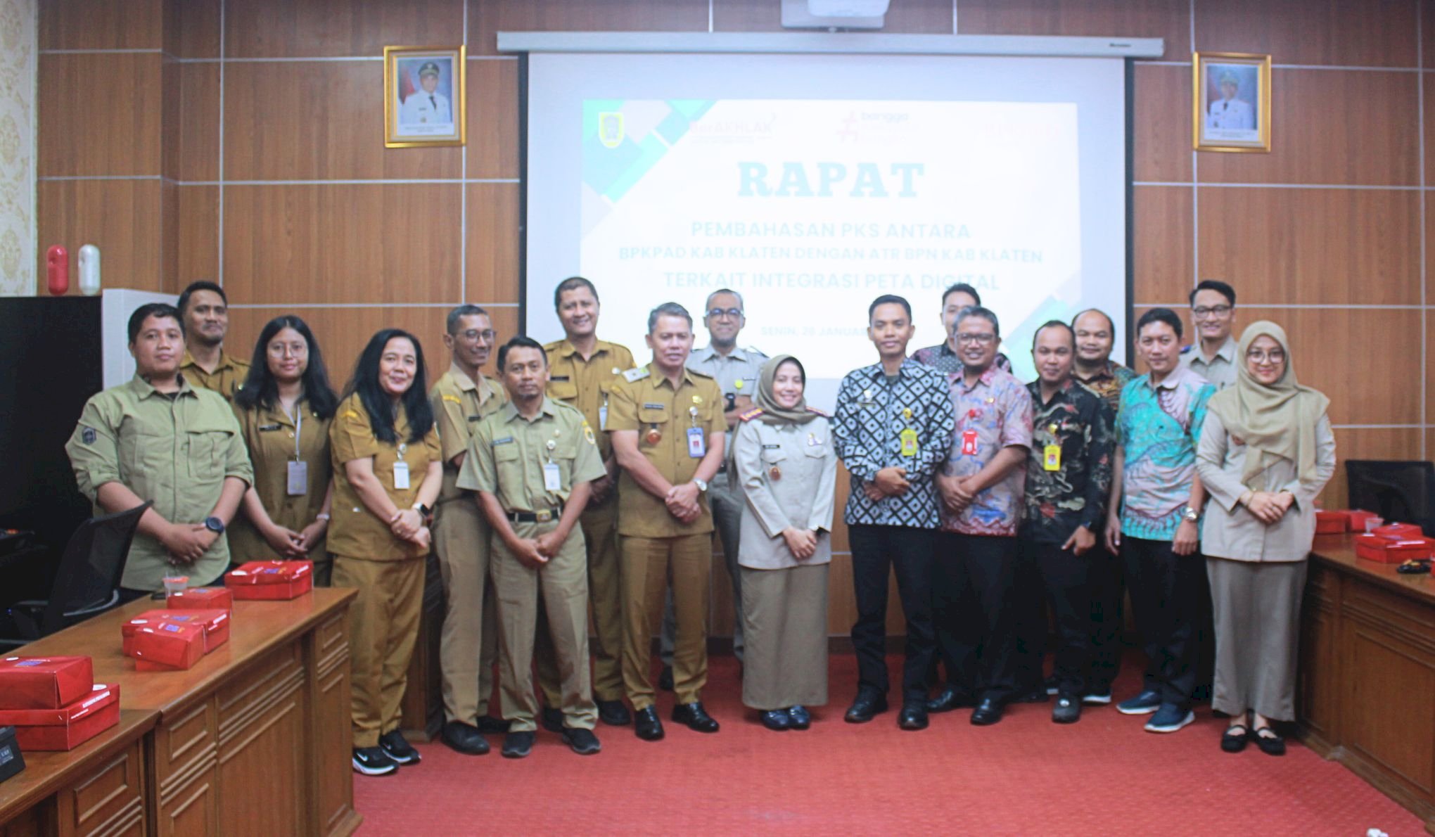 Pembahasan PKS antara BPKPAD Kabupaten Klaten dengan ATR BPN Kabupaten Klaten terkait Integrasi Peta Digital